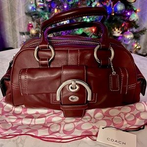 Coach genuine leather maroon satchel handbag